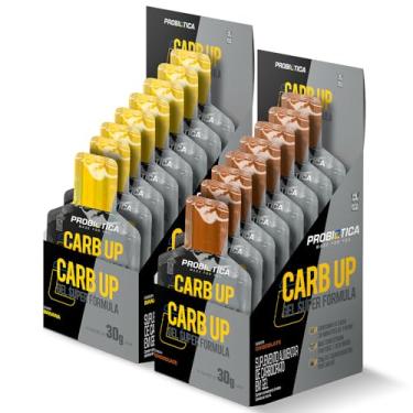 Imagem de Kit 2x Carb Up Gel Super Formula Display C/10 Sachês Cada - Probiótica - Repositor de Energia (2 Caixas, Banana/Chocolate)