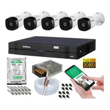 Imagem de kit 5 Camera de Seguranca Intelbras 2mp 1220b Dvr 8 Canais Multi Hd