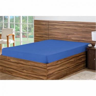 Imagem de Lençol Avulso 1 Pç Queen com Elástico Azul Bordados Ricardo