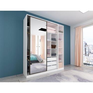 Imagem de Guarda Roupa Closet, 3 Gavetas, 2 Cabideiros Branco Branco