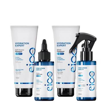 Imagem de Kit Eico Pro Hydration System - Shampoo 100ml + Cond. 100ml + Mas. Líquida 100ml + Protetor Térmico 100ml