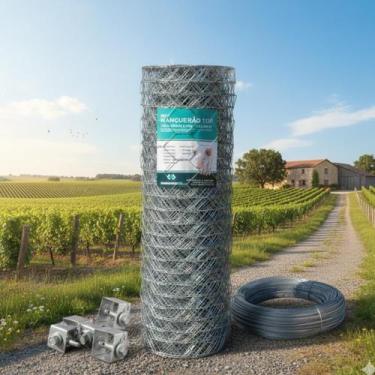 Imagem de Tela Mangueirão Galvanizada Fio 18 Malha 3 1,80x50m Brinde Catraca 4Un