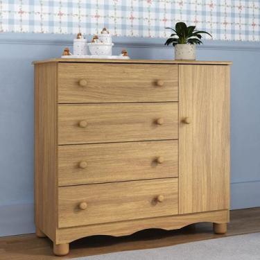 Imagem de Cômoda Infantil 95cm 1 Porta e 4 Gavetas Dengo Multimóveis MP4439, Mad