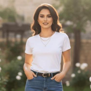 Imagem de Baby Look Feminina De Algodão Premium - Pavin, Branco, P