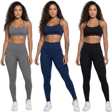 Imagem de KIT 3 Conjunto Top Alça Fina e Calça Suplex Vekyo Roupa Para Academia Treino Moda Fitness Musculação-Feminino