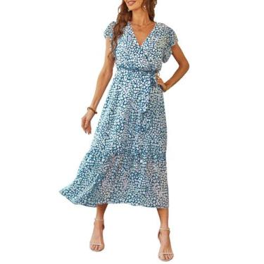 Imagem de Vestido maxi bohemio floral PRETTYGARDEN con escote en V y cintura cru