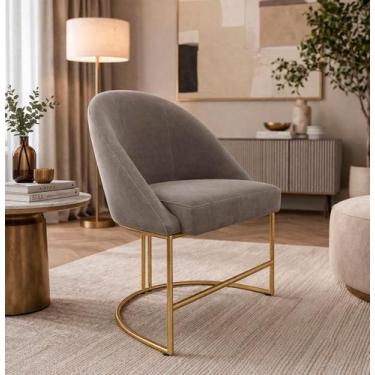 Imagem de Poltrona Decorativa com pés metálico Lua - Virtual Móveis, Cinza