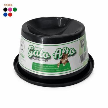 Imagem de Comedouro Bebedouro Gato Alto 140ml Anti-Formiga Plástico PP Bigodes P