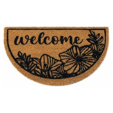 Imagem de Capacho Meia Lua Fibra De Coco Base PVC 60x33cm  - Welcome Flores
