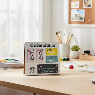 Imagem de Calendário Permanente De Madeira Para Mesa Home Office - Golden Rio, B