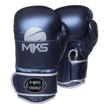 Imagem de Luvas de Boxe Muay Thai Energy Azul Metálica Profissional MKS, Azul, 1