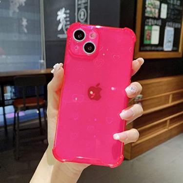 Imagem de for iPhone 13 Pro Max 12 Mini 11 XS XR 6S 7 8 Plus SE 2020 Case Gradient Love Heart Transparent Shockproof Soft TPU Cover,Rose Red,For iPhone XS Max