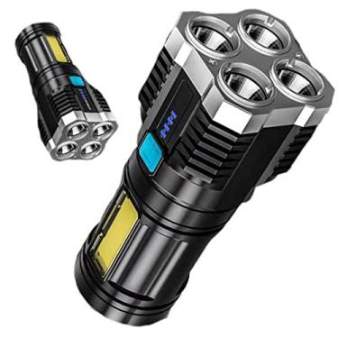 Imagem de Lanterna USB recarregável 4 LED, lanterna super brilhante, holofote de alto lúmens - luz de flash portátil à prova d'água para emergências camping caça Sritob