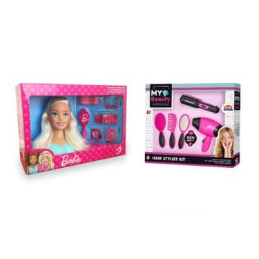 Imagem de Kit Barbie Busto Boneca Para Pentear + Kit Salão De Beleza - Pupee Bri