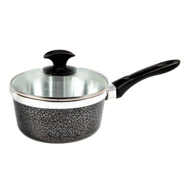 Imagem de Caçarola Alumínio Usinado com Tampa Preto Craqueado CB 20cm