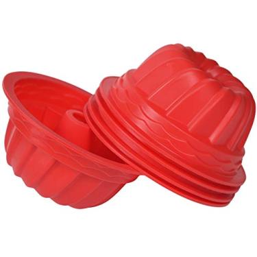 Imagem de Fôrma de Bolo Fluted de Silicone (5 peças) - 15 cm de diâmetro, molde de bolo redondo antiaderente, molde de silicone reutilizável adequado para fazer pão de geleia, bolo, gelatina e musse