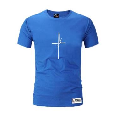Imagem de Camiseta Masculina E Feminina Moda Evangélica Fé Cruz 100% Algodão - C