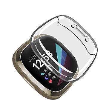 Imagem de LEIXIUER Protetor de tela de TPU macio compatível com smartwatch Fitbit Versa 4, cobertura total sensível ao toque e resistente a arranhões capa protetora para relógio Fitbit Versa 4, transparente