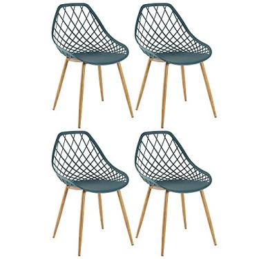 Imagem de Loft7, Kit 4 Cadeiras Clarice Cloe em Polipropileno e Metal Sala de Jantar Cozinha Jardim Varanda Cafeteria, Turquesa