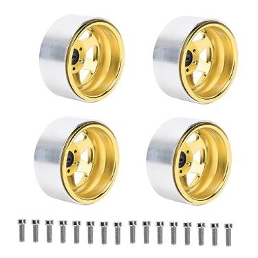Imagem de Aro do Cubo da Roda do Carro RC, Fácil Instalação Aros do Cubo de Metal do Carro RC Resistente Ao Desgaste de Ferro Ampla Compatibilidade para D90 (Ouro)