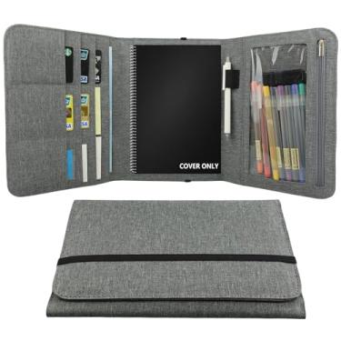 Imagem de Capa fólio compatível com Rocketbook Everlast Fusion, organizador de caderno de tamanho A5, suporte para caneta/cartão de visita, 24,4 cm x 18,8 cm (tamanho executivo)