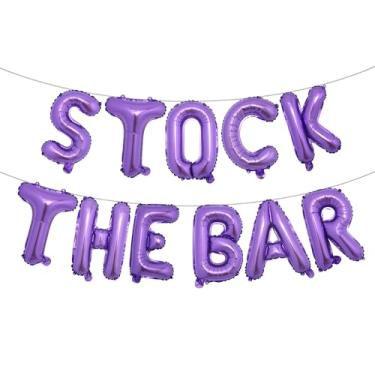 Imagem de STOCK THE BAR Balloons Bannner Multicolor optional Party Decorations Sign (STOCK THE BAR Purple)