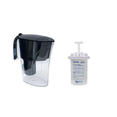 Imagem de Kit Jarra Purificadora água filtro preta 1,5 Litros Inmetro Vela