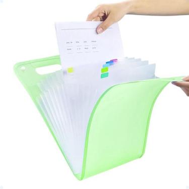 Imagem de Pasta Documentos A4 Organizadora Porta Arquivos Sanfonada - Hxt, Verde