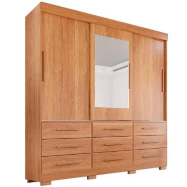 Imagem de Guarda Roupa Athenas Bianchi Casal 3 Portas 9 Gavetas Cor Nature - Est