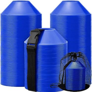 Imagem de Hanaive 100 peças mini cones de futebol para exercícios esportivos cones de disco de agilidade de 12 cm com acessórios para treinamento de futebol infantil (azul lago)