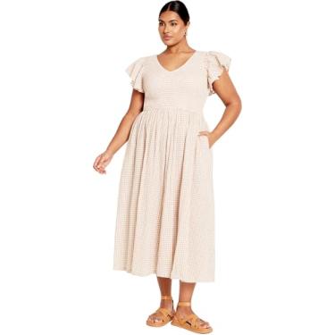 Imagem de City Chic Vestido feminino xadrez Chelsea, Xadrez natural, 54