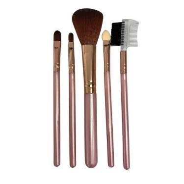 Imagem de Kit Com 5 Pincéis De Maquiagem Facial Blush Sombra Sobrancelha Lábios 