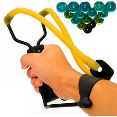 Imagem de Estilingue Atiradeira Profissional Apoio Braço 200 Bola Gude, Profissi