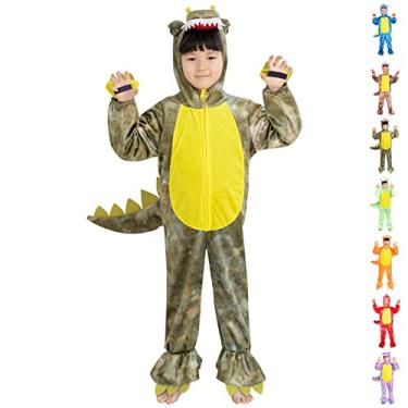 Imagem de DearSun Child's T-Rex Dinosaur Costume Dinosaur Costume for Kids Fancy Dress Costume Hooded Romper Jumpsuit (M/110, Camouflage Pattern)