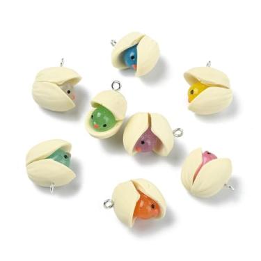 Imagem de UR URLIFEHALL 40 peças, 8 cores, resina luminosa, pistache com pingentes de pintinho que brilham no escuro, pingentes de animais para brincos, pulseira, colar, fabricação de joias, resina, sem pedras