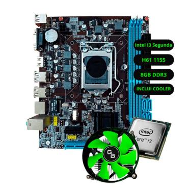 Imagem de Kit Upgrade Intel I3 Segunda Placa Mãe H61 Ram 8GB DDR3