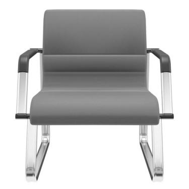 Imagem de Cadeira de Escritório Recepção com Braço Fixa Cromada Lev P03 Vinil Ci