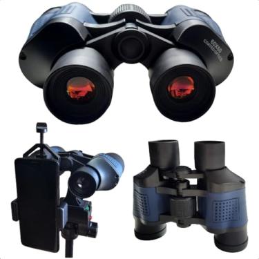 Imagem de Binóculo Profissional 60x60 com Zoom Fixo, Alcance de 10 Km com Suporte para Celular, Azul e Preto