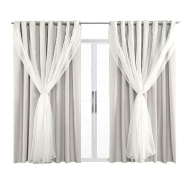 Imagem de Cortina Blackout Tecido Com Voil 8,00M x 2,30M Sala Quarto Escritorio Para Varão Simples