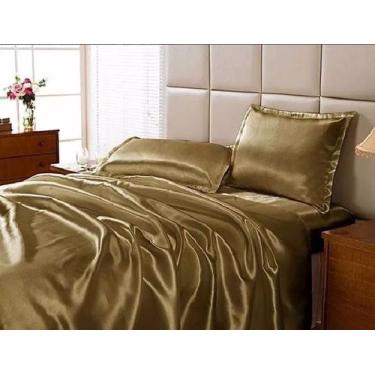 Imagem de Jogo Lençol Casal Queen Cetim Seda Cobre Com Vira 4 Peças - Confeccoes