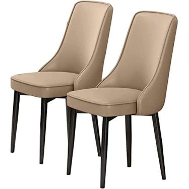 Imagem de Widppsopt Cadeiras de móveis de sala de jantar de cozinha conjunto de 2 cadeiras de jantar modernas de couro PU com encosto alto acolchoado macio pernas de aço carbono cadeiras de cozinha cadeiras