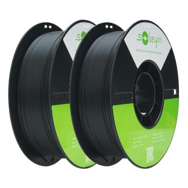 Imagem de Soleyin Filamento Ultra PLA 1,75 mm PLA Impressora 3D Filamento Alta Velocidade 30-600mm/s Precisão Dimensional +/- 0,02 mm, Carretel de 2kg (2.0 kg)-Pacote com 2 Preto