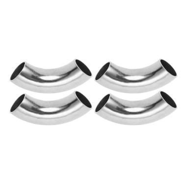 Imagem de Motoforti 4 peças 90 graus mandril curva cotovelo carro modificado tubo de escape tubulação 2.5 cm polegada OD espessura 1,5 mm/16GA 25x95x1,5 mm aço inoxidável 304 tom prata