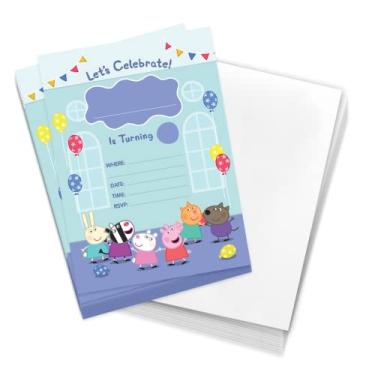 Imagem de Desert Cactus Peppa Pig Cartões de convites de feliz aniversário 10 unidades com envelopes meninos meninas festa infantil (estilo B)