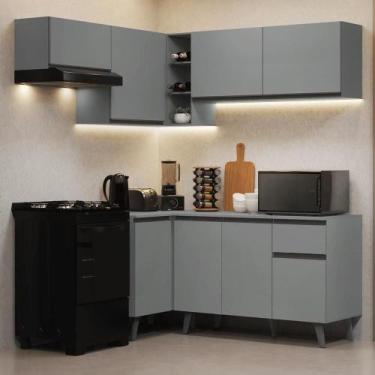 Imagem de Armário De Cozinha Completa De Canto 325cm Nice Madesa 06 Cinza