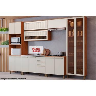 Imagem de Kit Cozinha Modulada 7 Peças Completa Requinte (2Aéreos+2Balcões+2Paneleiros+1Complemento) CZ103 Nature/Areia - Henn