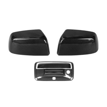 Imagem de Espelho retrovisor decorativo para carro, capa para maçaneta da porta traseira, compatível com Colorado 2014 Up, compatível com GMC Canyon 2014-2022(Carbon fiber grain)