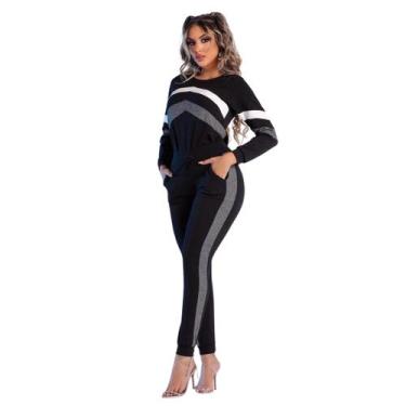 Imagem de Conjunto Feminino Inverno Quente Quentinho Comfy Blusa E Calça Casual 