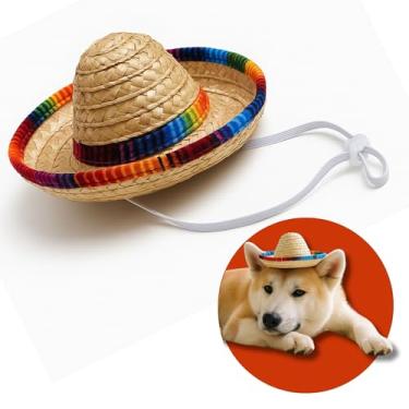 Imagem de Pawcratean Chapéu Sombrero Mexicano Ajustável Para Cães, Acessório Divertido Fotos De Festa (Estilo Mexicano)