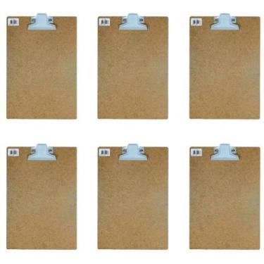 Imagem de Kit 6 pranchetas madeira a4 prendedor de metal Carbrink